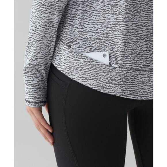 LULULEMON Squad Goals Hoodie Size 4 Sheer Luon Pebble Jacquard V1 White Black - Picture 3 of 8